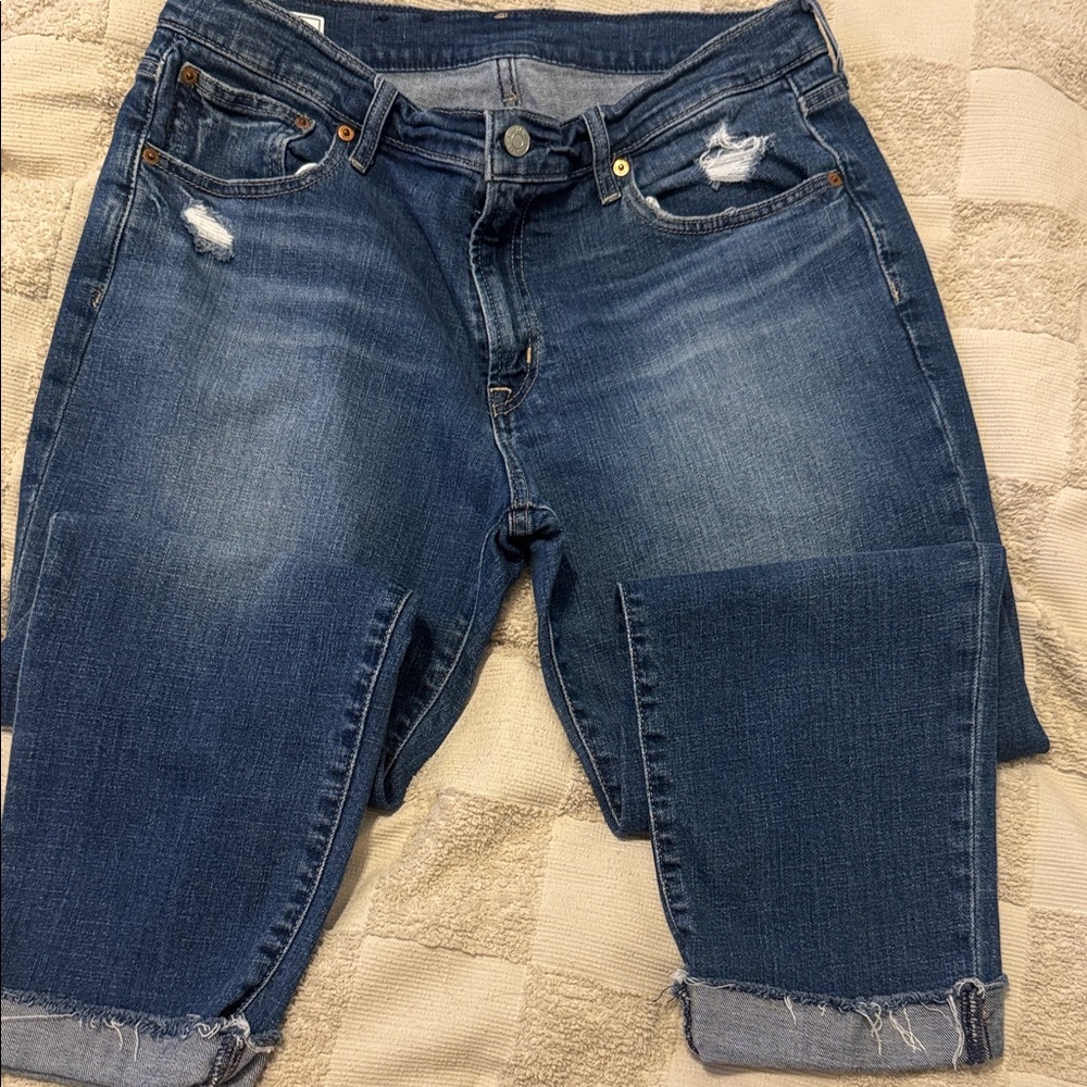 GAP Women's Cropped Distressed Blue Jeans- Size 12R